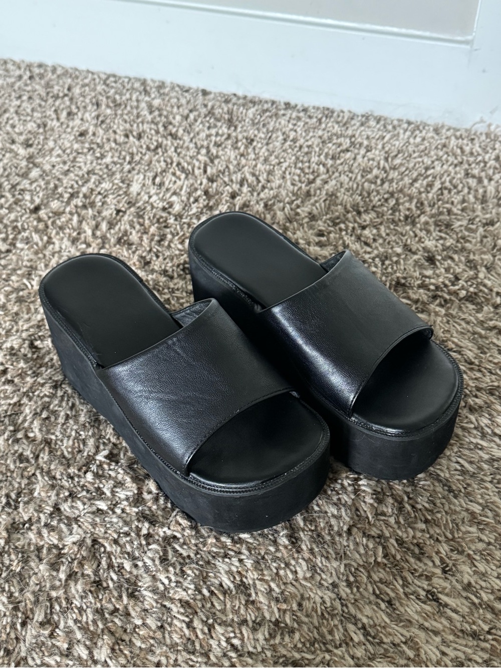 Black Platform Slide Sandals - Women's Casual Slip-On